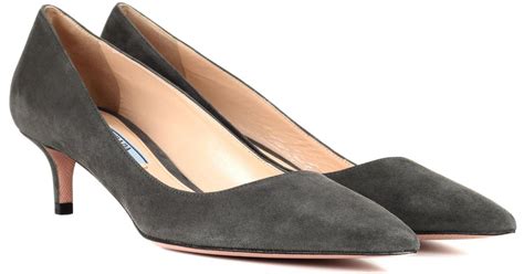 prada kitten heel suede pump